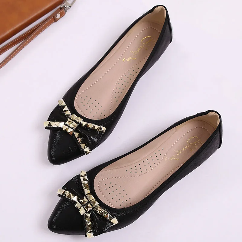 Soft Sole Foldable Women Ballet Flats Bow-knot Ladies Shoes Office Big Size 43 Female Loafers Spring Autumn Shoes Woman WSH4219