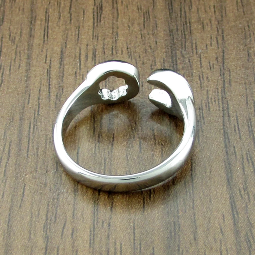 Vintage 316L Stainless Steel  Silver color Women\'s Wrench Biker Ring  Jewelry