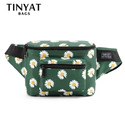 TINYAT Women Print Daisy Waist pack Bag Female Canvas Bag Belt Fashion Casual Belt Pouch Female Travel Banana bags Girl Fanny