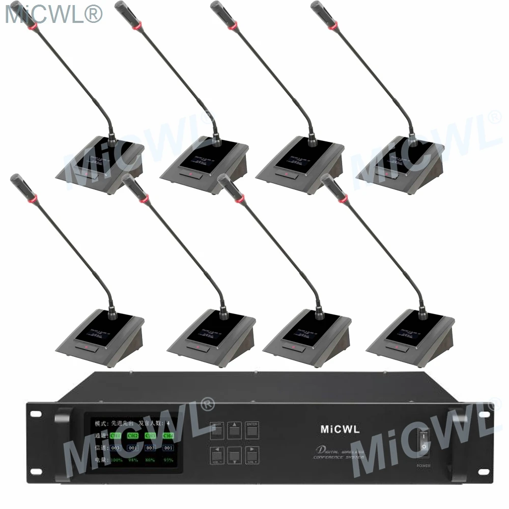 

Top Quality 12 Desk Digital Wireless Audio Conference Microphone System 12 Table Gooseneck President Delegate MiCWL A10M Series