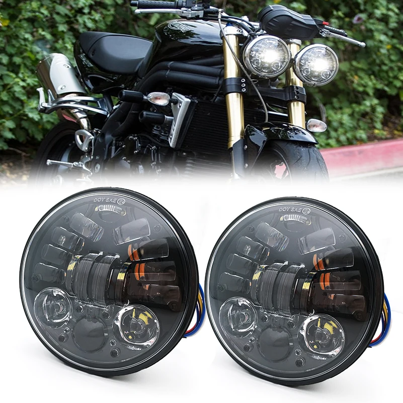 

2 шт., светодиодные фары 5,75 дюйма с указателем поворота для Sporster Touring Super Glide Dyna Sportster 5 3/4 дюйма