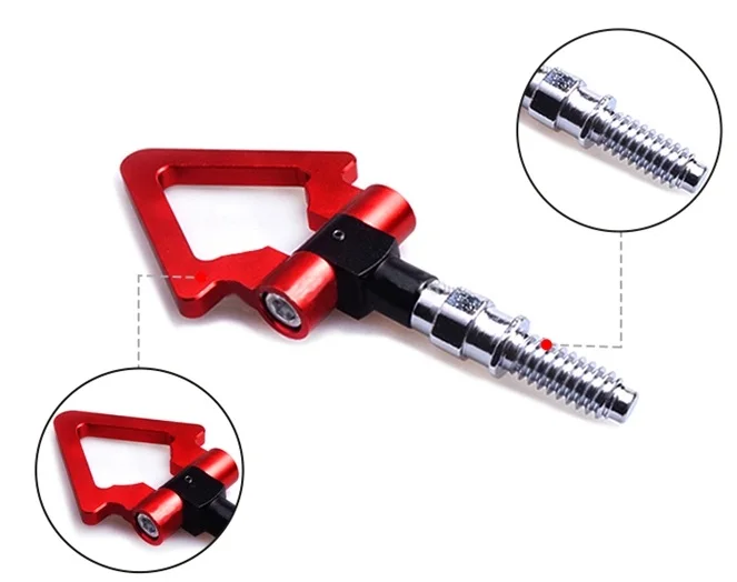 

Billet Aluminum Front & Rear Tow Hook Kit w/ Triangle Ring - Fits Japanese & European Cars, Trucks, SUVs