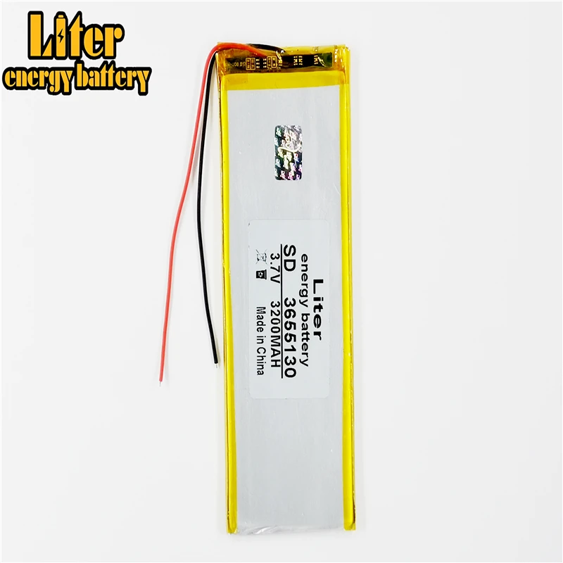 Batería de polímero de litio de 3655130 V y 3,7 mah con tablero de protección para Tablet PDA, productos digitales F, 3200