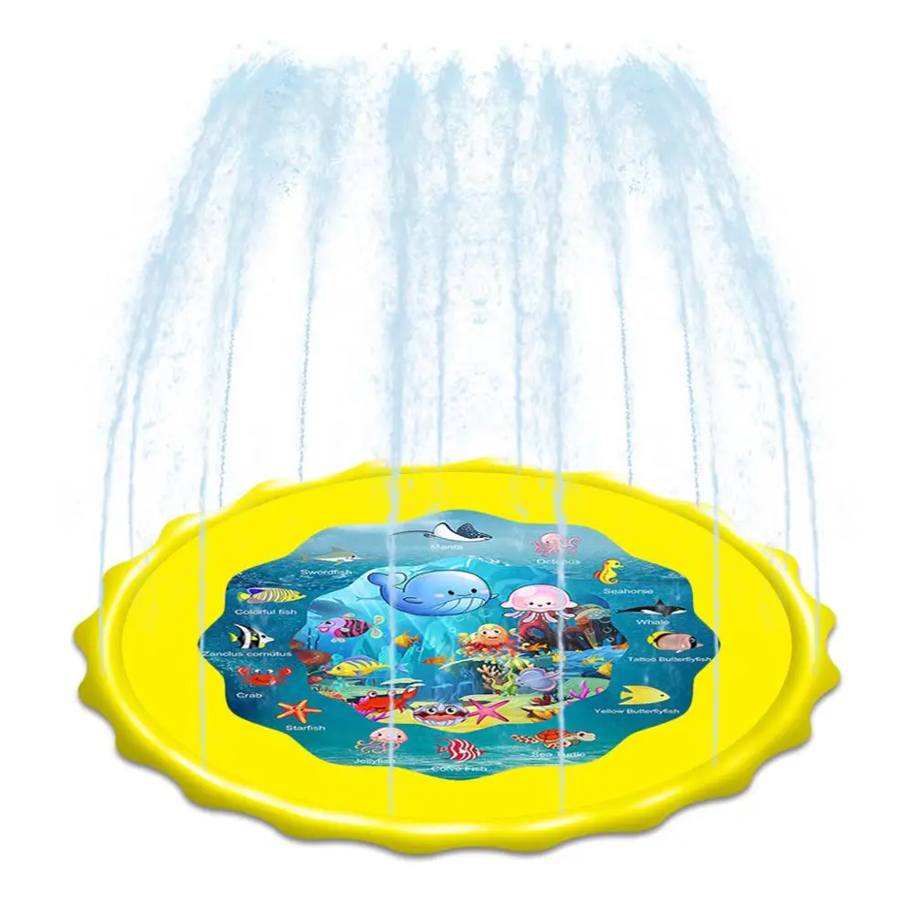 Children Water Game Play Mat Outdoor Backyard Inflatable Water Spray Mat Kids Outdoor Splash Pad Pool Games Toy Sprinkle Playmat