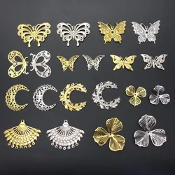 10-20Pcs Butterfly Moon Filigree Wraps Connectors Metal Crafts Gift Hair Jewelry Accessories Ancient Fashion Decorative Findings