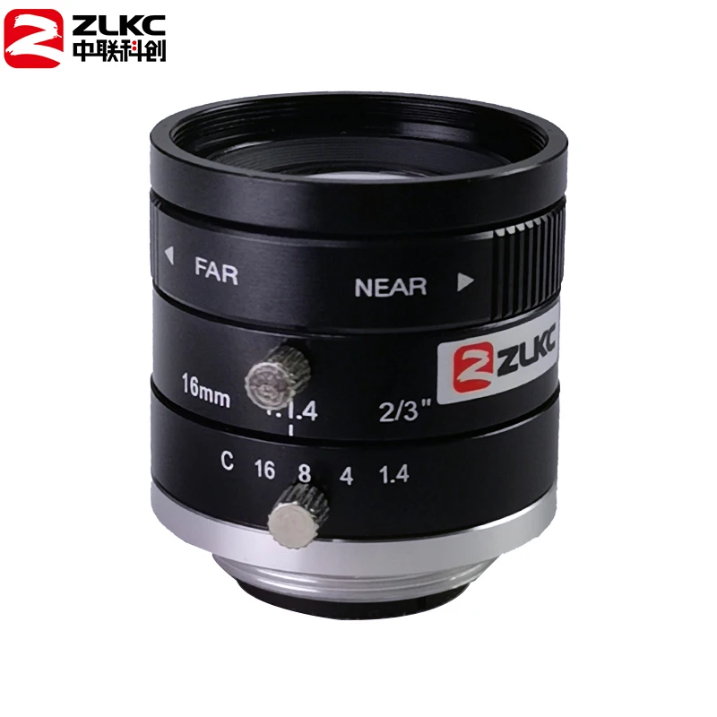 ZLKC 3.0Megapixel C Mount 16mm 2/3 Inch FA Machine Vision Fixed Focal Lenth Industrial Camera Manual Iris Lens CCTV Surveillance