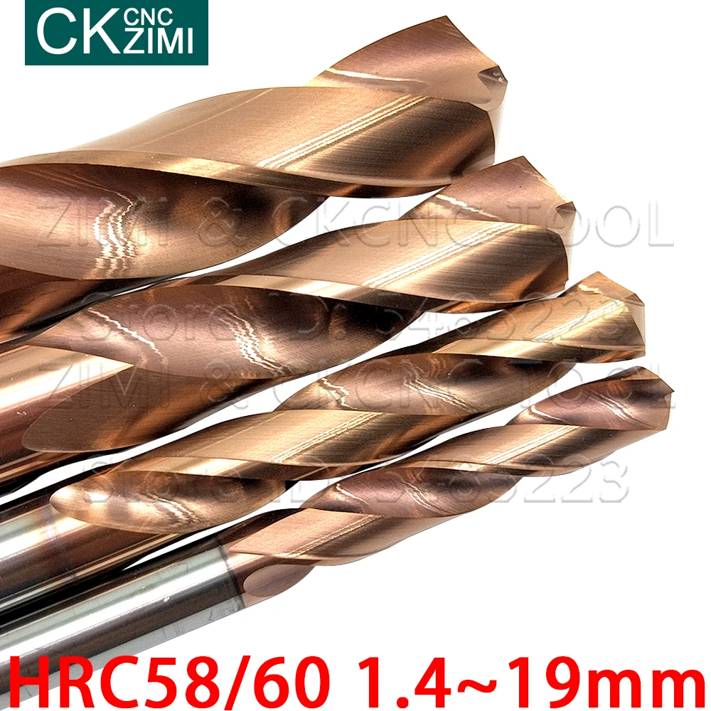 1P Tungsten steel drill bit HRC58 HRC60 1.4-19mm high quality solid carbide coated twist drill and long alloy drill for drilling