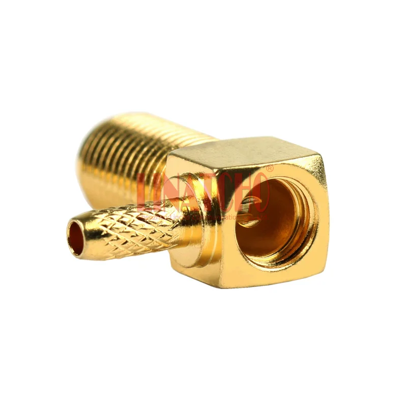 Golden lmr100 rg174 rg316 cabo coaxial ângulo direito crimp sma conector fêmea