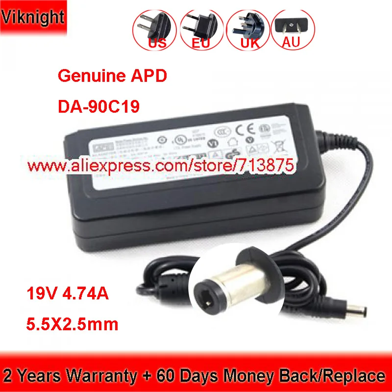 Genuine APD DA-90C19 DA-90J19 NB-90A19 NB-90B19 AC Adapter 19V 4.74A 90W for WD PR4100 NAS EX4100 DNS-340L GNB-G5 N2B1DD2 AP2011