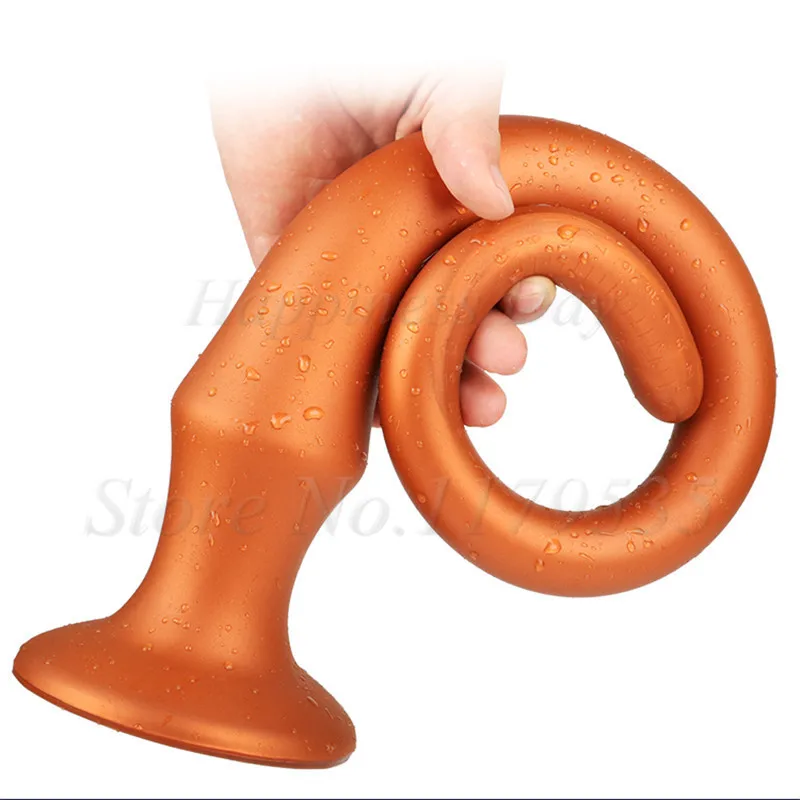 4 size super long soft silicone anal plug In-depth g spot stimulation gold butt plug anal stick long dildo sex toy for women men