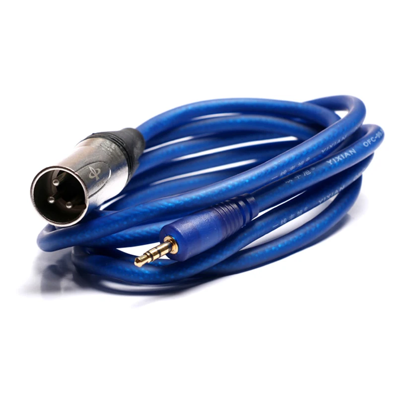 Cable de audio de 3,5mm a XLR, cable de audio HIFI de 3,5mm macho a XLR macho/hembra, cable de micrófono de cobre puro azul, doble escudo, 1,8 m3m5m