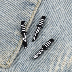 Punk Gothic Cool Brooches Black White Knife Badges For Men Japanese Ninjutsu Enamel Pins Bag Jackets Lapel Metal Jewelry