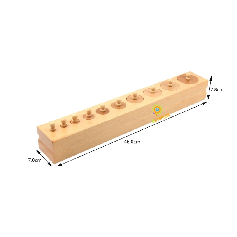 Montessori Cylinder Blocks Wood Sensory Toys Game Preschool Educational Materials for Kids Visual Sense (Economic Version)