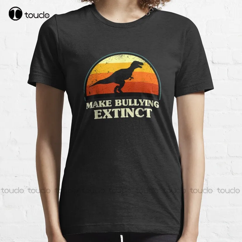 Make Bullying Extinct - Wear Orange For Unity Day Dinosaur Classic T-Shirt Black Shirts For Men Custom Aldult Teen Unisex Xs-5Xl