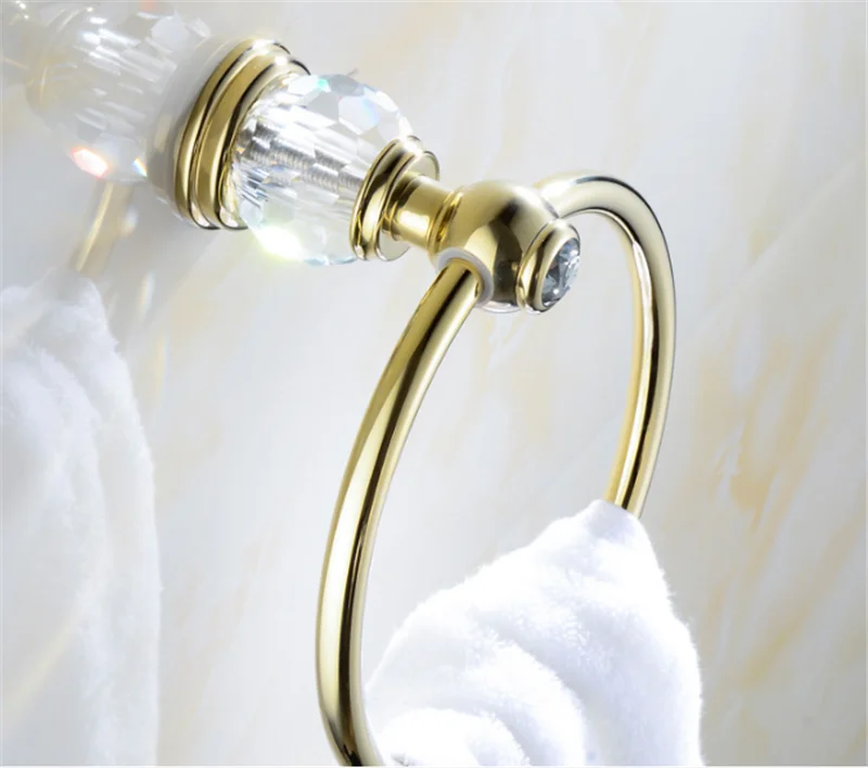 Bad Fitting Handtuch Rack Messing Handtuch Ring Gold Farbe Poliert Bad Zubehör