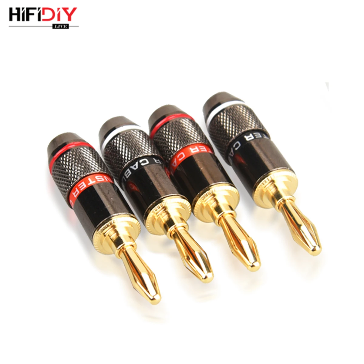 HIFIDIY LIVE 4PCS/Set 4mm Pure Copper Gold Plated Banana Plug Connector For Audio Video Speaker Adapter Terminal Connectors Kit