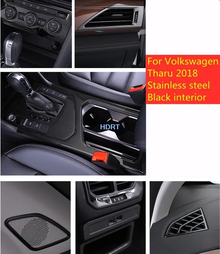 

Для Volkswagen VW Tharu нержавеющая сталь черный интерьер Автомобильная центральная консоль air декоративная рамка выпускного отверстия приборная панель наклейка