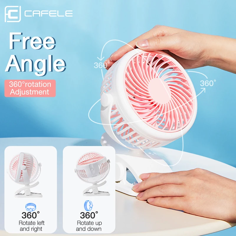 CAFELE Clip Fan For Stroller 1500/2000 mAh Rechargable Mini USB Fan Cooler Portable Summer Cool Gadgets For Home Office Outdoor