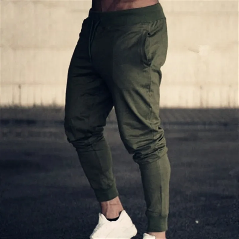 Fitness Muscle Gray Jogging Pants Solid Running Pants Men Sport Pencil Pants Men Cotton Soft Bodybuilding Joggers Gym Trousers