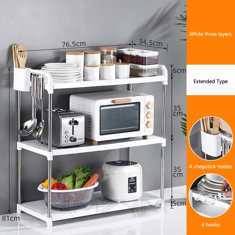 Multi-layer floor shelf kitchen/bathroom supplies storage artifact shelf oven seasoning supplies microwave oven shelf