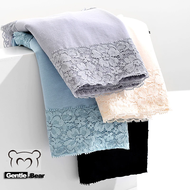 

Gentle.Bear High Waist Lace Cotton Women's Panties Large Size XXXXL Breathable Women Underwear Elastic Soft Ladies briefs