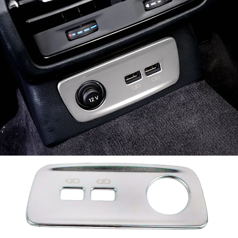 For Audi Q3 F3 2019 2020 Accesorios Car armrest Box Rear Air Conditioner Outlet Frame Cover Trim Interior Mouldings USB Panel