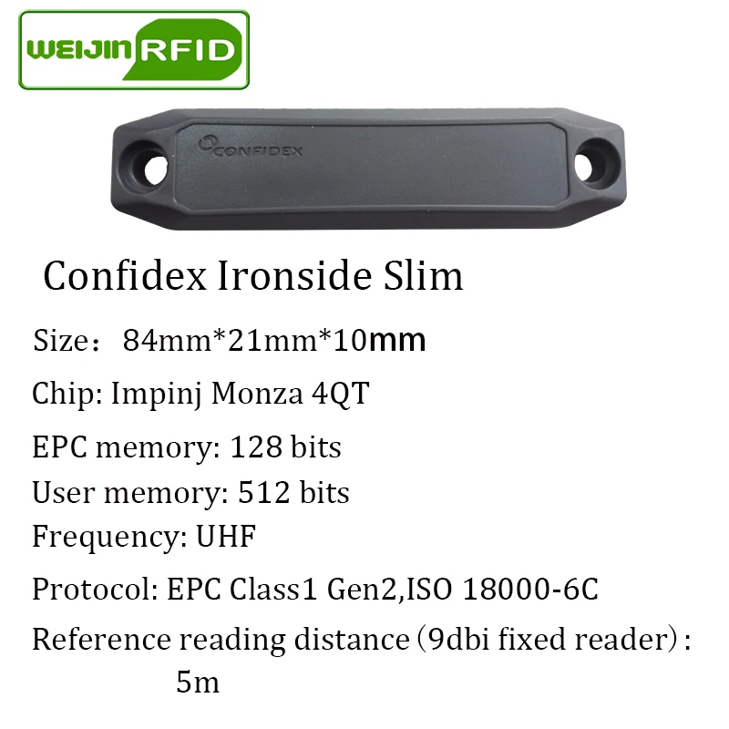 UHF RFID anti-metal tag confidex ironside slim 915mhz 868mhz Impinj Monza4QT EPCC1G2 6C durable ABS smart card passive RFID tags