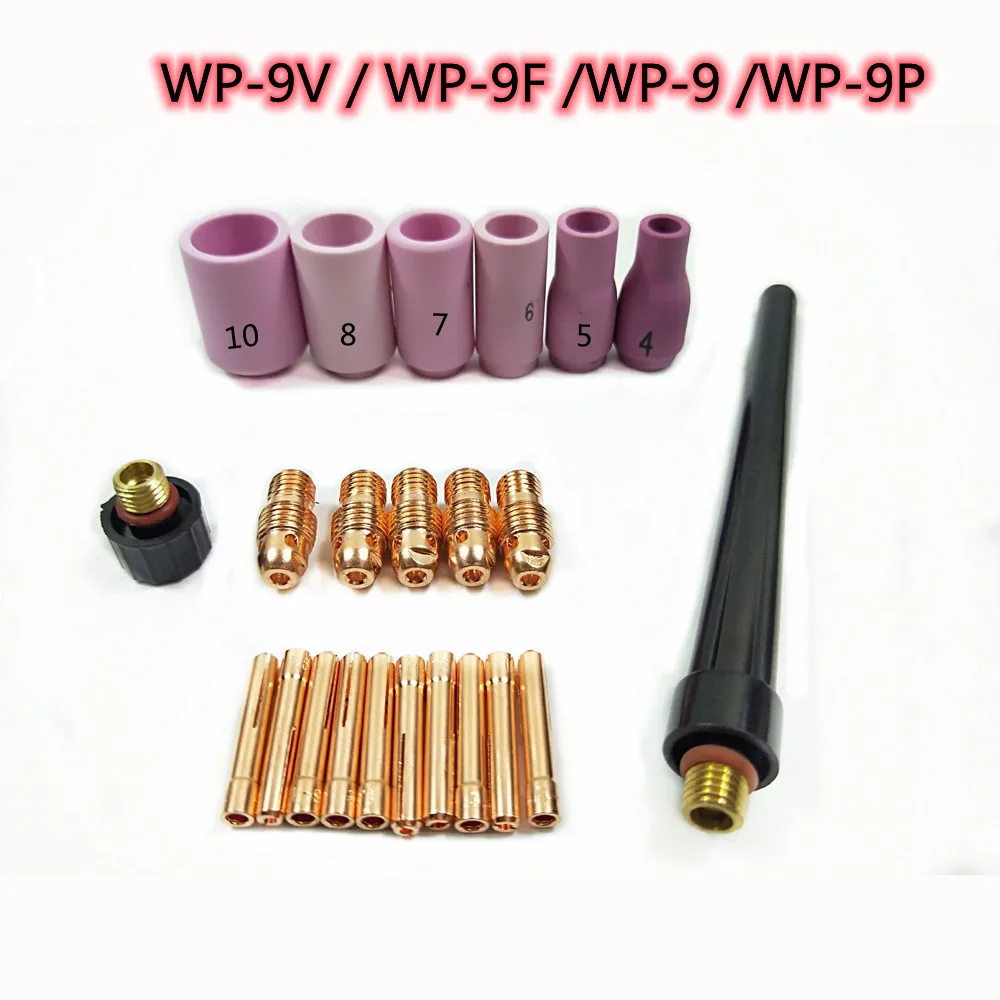 

23pcs SR WP 9 20 25 Consumables Kit TIG Welding Torch Setup Collet Collet Body 1.6mm-3.2mm