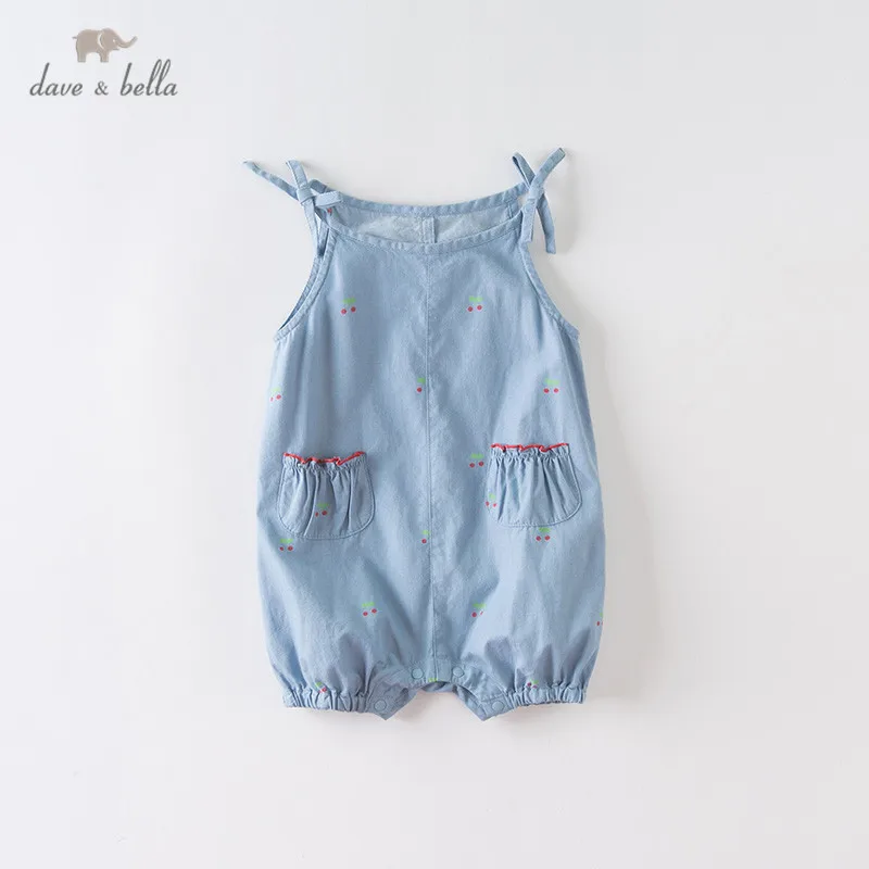 

DBW14173-2 dave bella summer new born baby girls fashion bow fruit jumpsuits infant toddler clothes children romper 1 piece