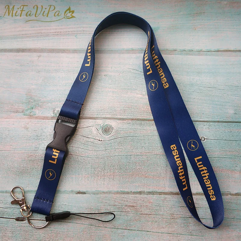 1 PC MiFaVipa Navy Blue Lufthansa Neck Strap Chaveiro Key Chain Flight Crew Llavero Lanyard Keychain for ID Card Chaveiro