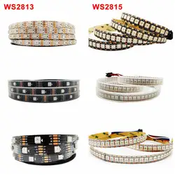 DC12V WS2815 DC5V WS2813ルセスledストリップライト個別にアドレス指定5050 rgbスマート4Pinデュアル信号ピクセル白黒pcb