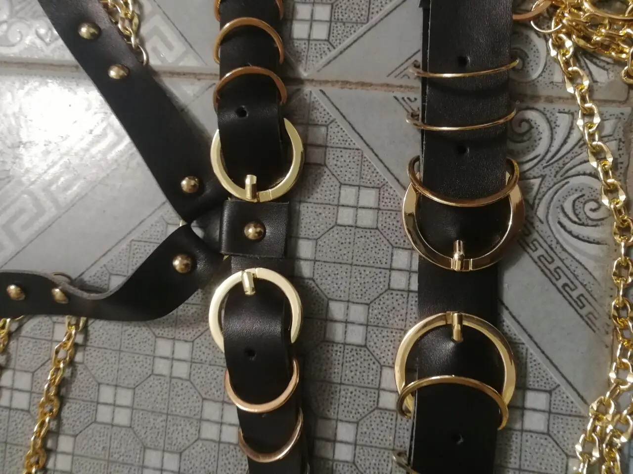 섹시한 금속 나이트 클럽 댄스 의상 골드 체인 Tassels 비키니 세트 여성 DJ 가수 무대 착용 바 쇼 공연 복장