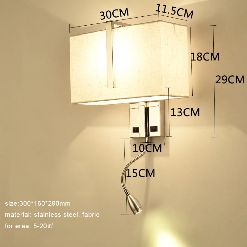 Imagem -05 - Sanmusion-lâmpada Led para Quarto e Cama Luminária de Leitura com Cabeceira em Aço Inoxidável Abajur Interno