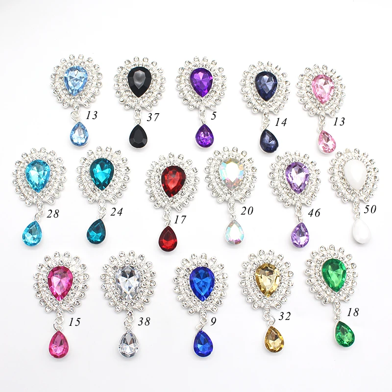 NEW 10Pcs 30 * 55mm Water Drops Acrylic Flat Alloy Rhinestone Headdress Clothes Sewing Accessories DIY Gift Box Ornament