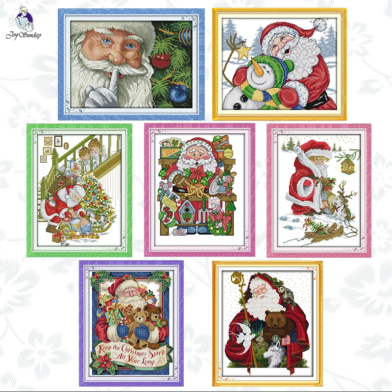 

Joy Sunday Christmas Counted Cross Stitch Kits 11CT Printed Aida Fabric 14CT Canvas Embroidery Handmade DIY Needlework Gifts Set