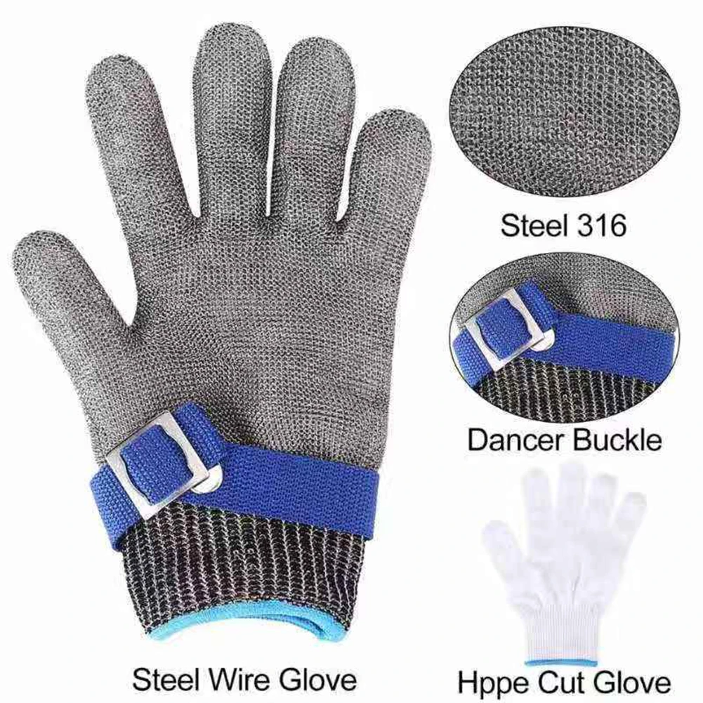 Work Protective Gloves Safety Cut Proof Stab Resistant Stainless Steel Metal Mesh Butcher Glove Level 5 Protection