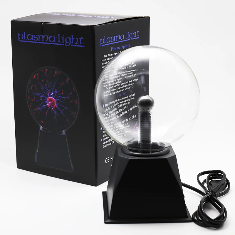 Novedad cristal bola mágica de Plasma luz 3 4 5 6 pulgadas lámpara eléctrica luz de noche navidad niños regalo luces de mesa esfera Lámpara de Plasma