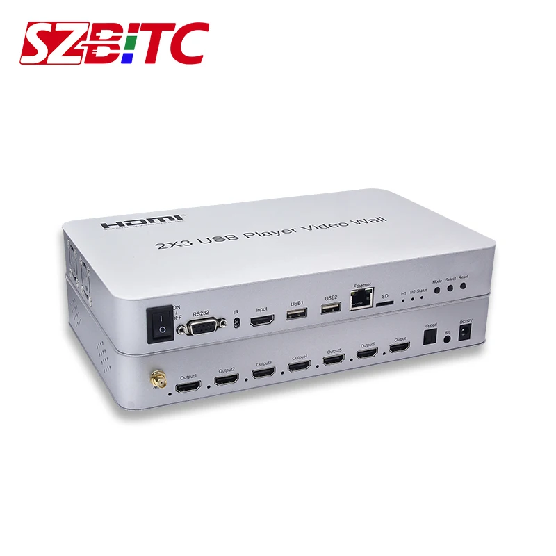 Contrôleur mural vidéo sans fil WiFi, lecteur USB, boîtier d'épissure, moniteur TV, 1 entrée, 6 sorties, 4K, 2x3