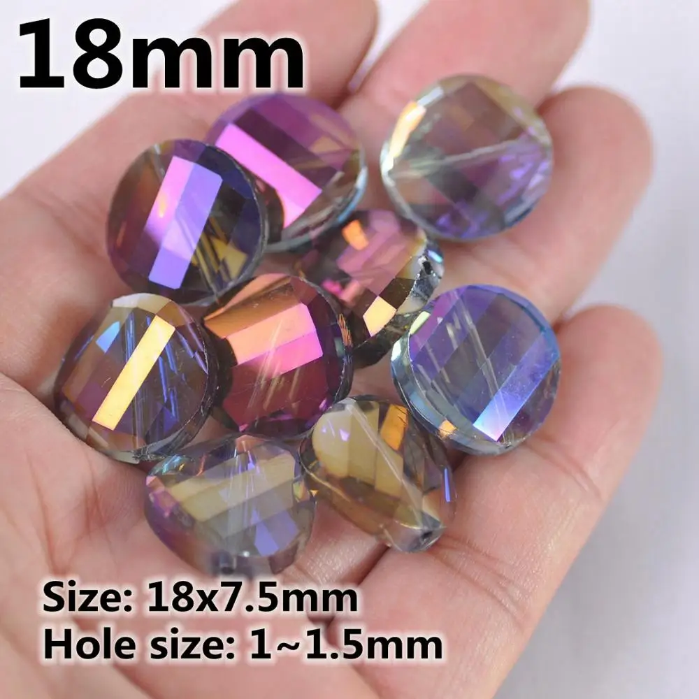 Büküm sikke şekli Faceted kristal cam 12mm 14mm 18mm gevşek el sanatları boncuk takı yapımı için DIY