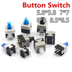 10pcs/lot 5.8*5.8 7*7 8*8 8.5*8.5MM Button switch Push Tactile Switch Self lock /Off button Latching switch no lock switch