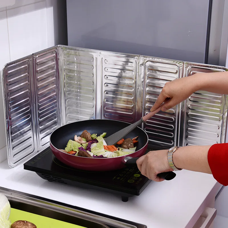 Anti Splatter Shield Guard Olie Barrière Koken Splash Guards, Koekenpan Splatter Guard, 3 Zijdige Olie Splatter Guard, Anti Splatter Shield, Folding Splash Guard, Koolstofstaal, Voor Gasfornuizen