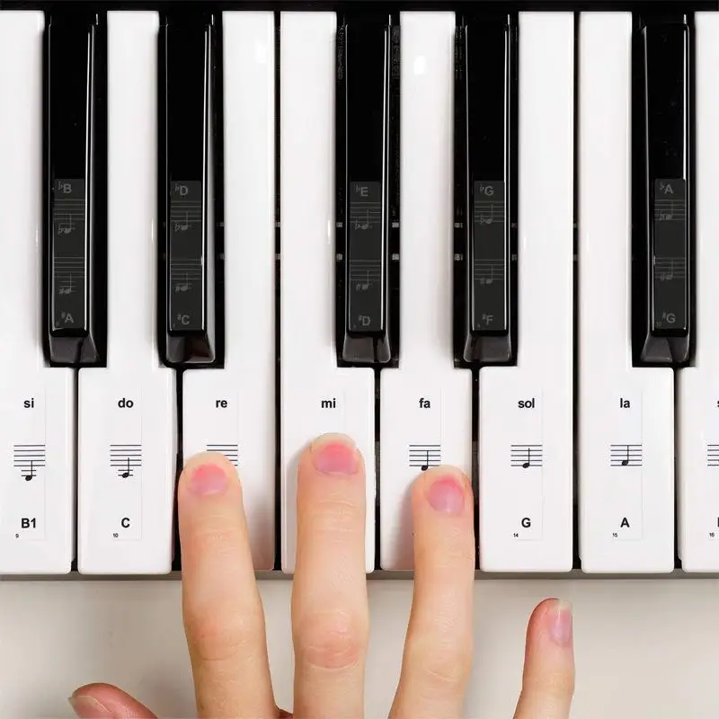 54/61/88 Transparent Piano Keyboard Stickers Electronic Keyboard Key Piano Stave Note Sticker Symbol for White Keys