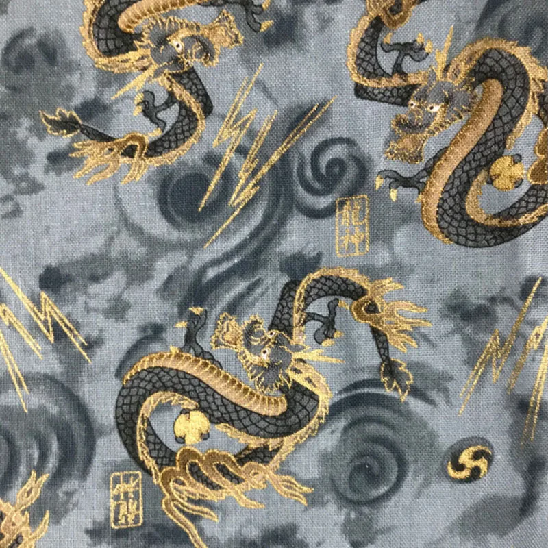 High Quality Dragon Japanese Kimono fabric black print cotton diy fabric for Sewing Clothing Waistband Patchwork material