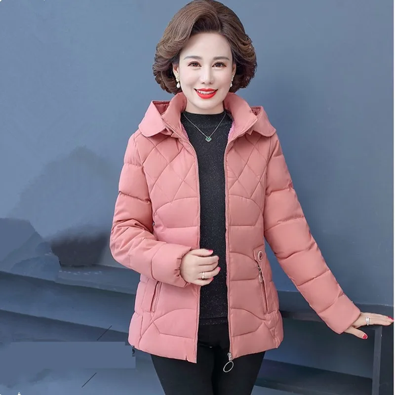 UHYTGF Down Cotton Coat Women Short Jacket Thick Hooded Tops Warm Autumn Winter Coat Womens 5XL Large Size Parker Female 2290