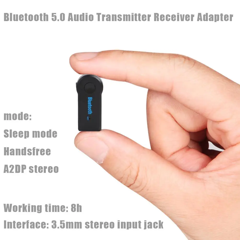 Bluetooth 5.0 Wireless Stereo Audio Receiver Transmitter for 3.5mm AUX Adapter Supporting Sleep Mode and Hand-free Call Accessor