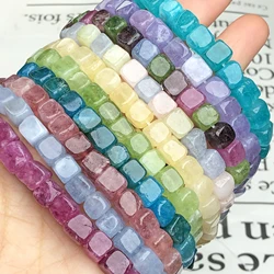 Natural Stone Cube AquamarineAmazonite Amethysts Tourmaline Jades Beads Square Beads for Jewelry Making DIY Bracelet Accessories
