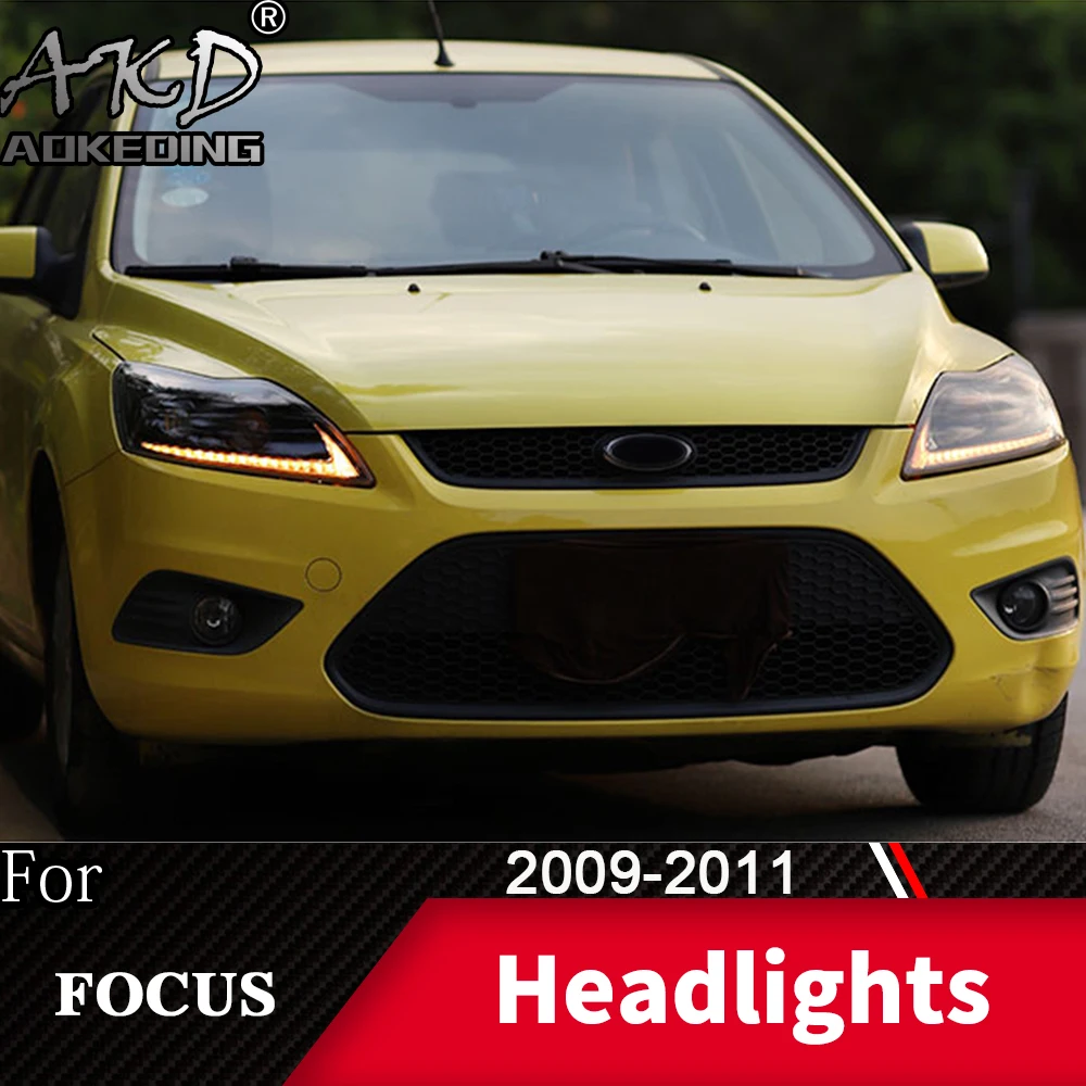 Head Lamp For Car Ford Focus 2009-2011 Focus MK2 Headlights Fog Lights Day Running Light DRL H7 LED Bi Xenon Bulb Car Accessory