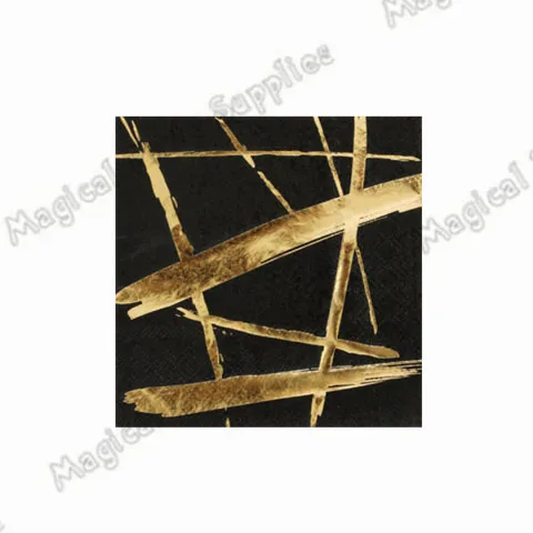 160pcs Black and Gold Party Paper Cocktail Napkin Gatsby Party Supplieslies Black and Gold Party Tableware Foil Gold