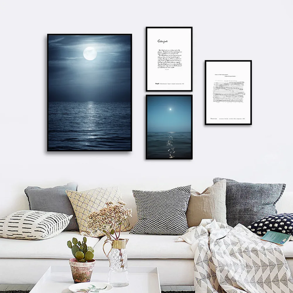 Nordic Modern Tropical Night Canvas Painting Art Print Sheet Music Poster Picture Wall Living Room Home Decor