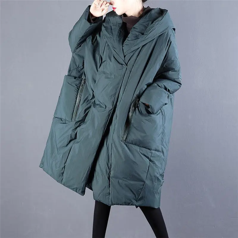 Extra Large Size Women Clothing 2021 Winter Oversized jacket Padded Coat With Hood Long Loose Casual Warm Parkas Abrigo M1176